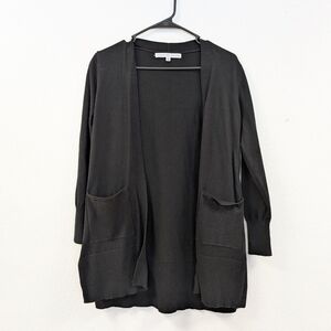 Elegant Black Open Front Cardigan